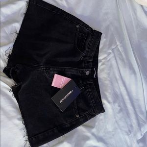 Prettylittlething black denim shorts